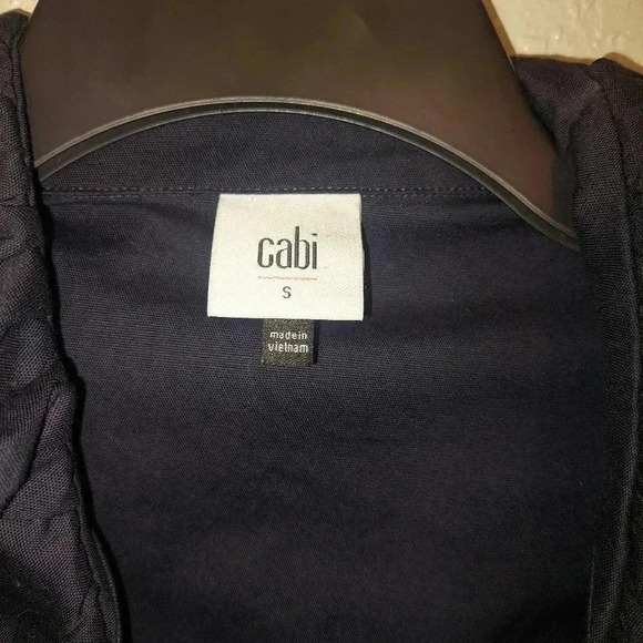 CAbi #6024 POSE Navy Blue Ruffle Front Button Up Coat Jacket Size Small - Picture 5 of 6